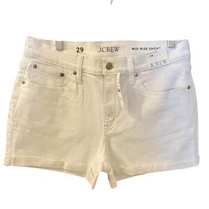 J. Crew Women's White Mid-Rise Shorts, Size 29, Unhemmed and Cuffed, NWT